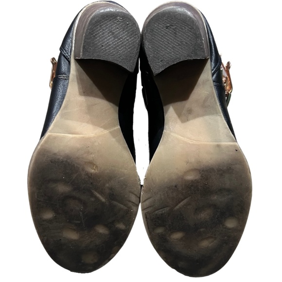 Black Faux Leather Booties with Gold Hardware size 7 - Picture 3 of 3